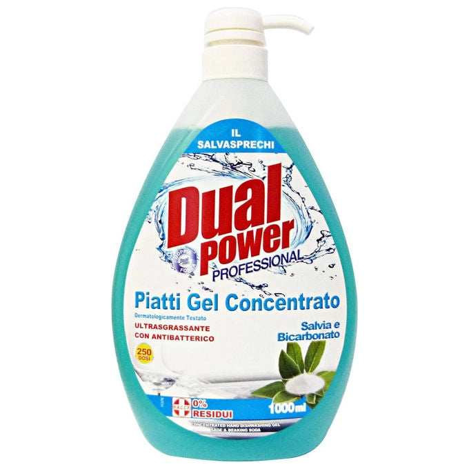 Dual Power detergente piatti gel concentrato ricarica, bicarbonato, 900 ml