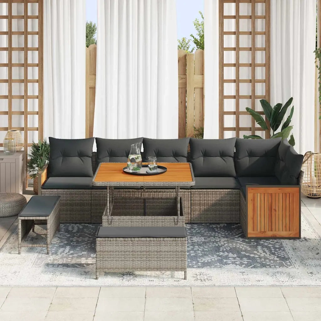 Set Divano da Giardino con cuscino 11 pcs Grigio polyrattan 3365268