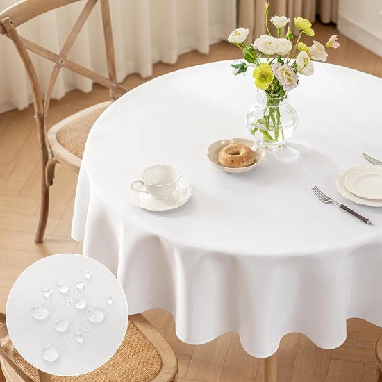 Tavolo Rond Tavolo Coperto, Φ160cm Coperture per Tavolo Lavabili in Poliestere Copertura per Tavolo, Resistenti alla Luce e all'Acqua con Effetto Lotus, Resistenti ai Marcature per un Utilizzo Duraturo presso la Casa, Matrimoni, Feste