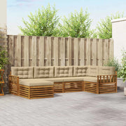Set di divani da esterno con cuscino 6 pcs Naturale e Beige
