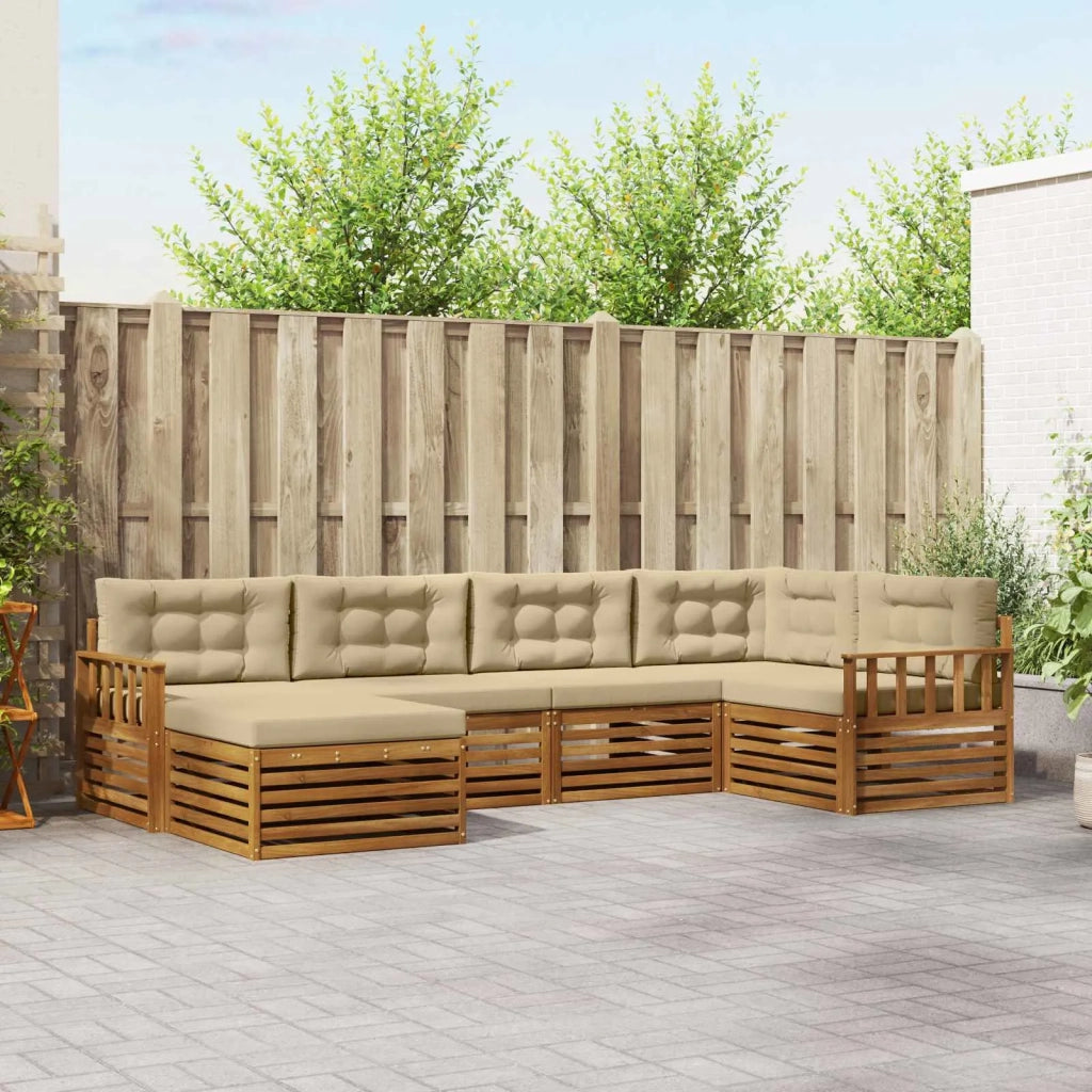 Set di divani da esterno con cuscino 6 pcs Naturale e Beige