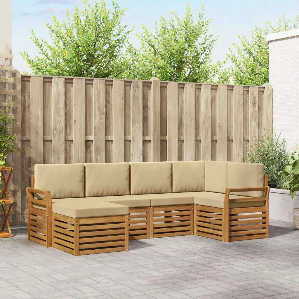 Set divano sezionale con cuscino 6 pcs Naturale e Beige