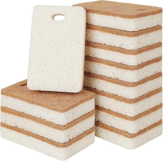Sponze Duraturo - 12 pezzi di naturale e biologico, completamente degradabili, per una pulizia domestica efficace.