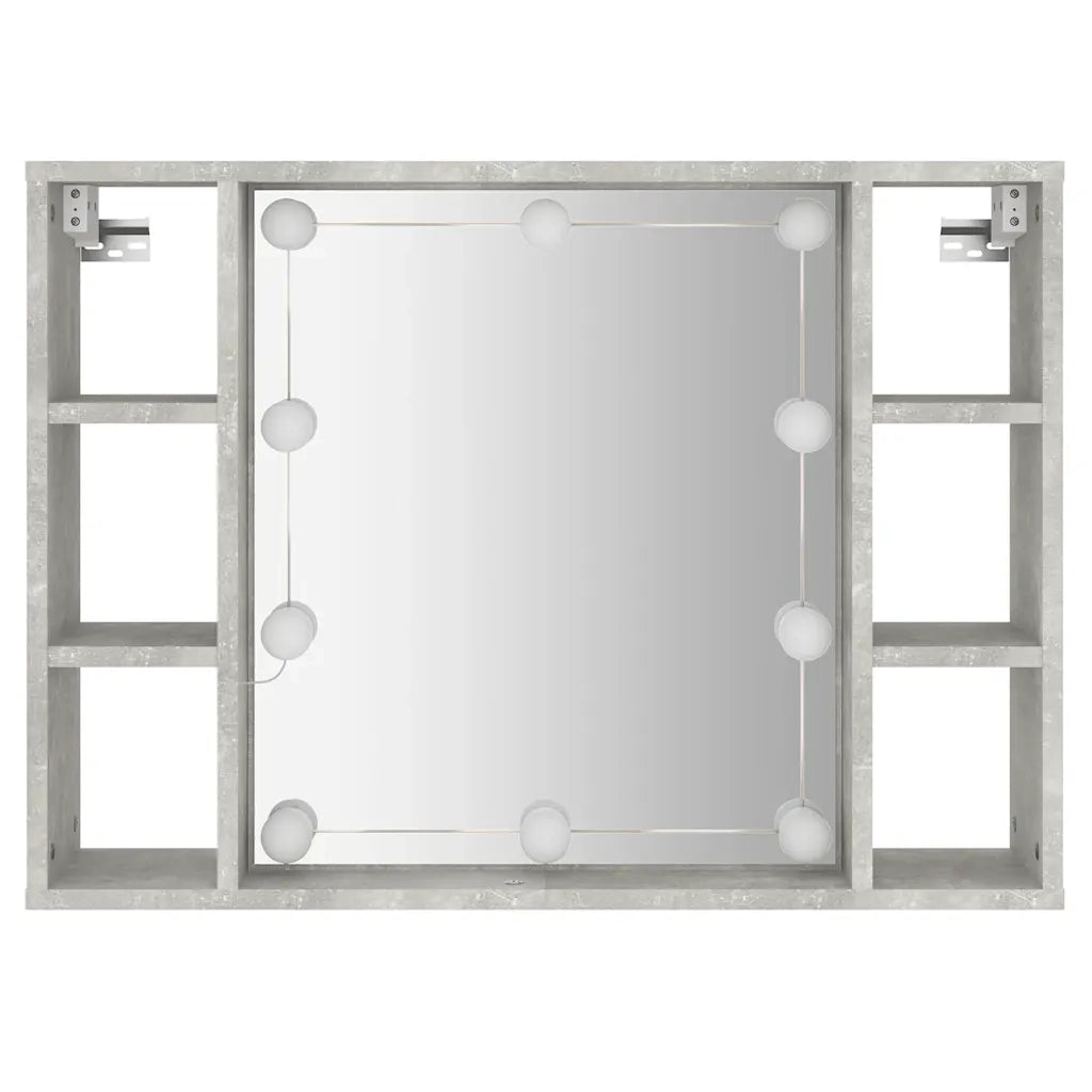 Mobile a Specchio con LED Grigio Cemento 76x15x55 cm
