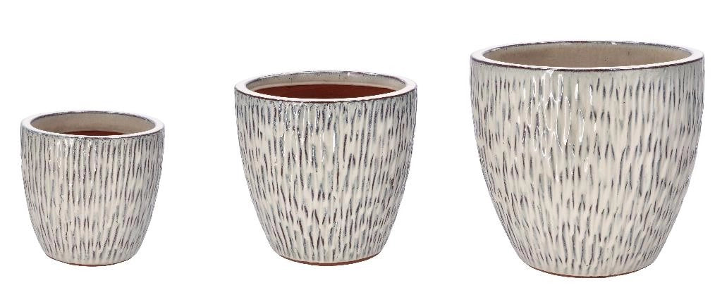 Set 3 Pezzi Caspo' Cachepot in Ceramica Color Crema 23 + 29,5 + 35 cm