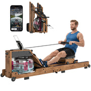 Vogatore per Casa ¨C Zephmum ¨C Legno di Gomma Pieghevole Bluetooth APP Doppia Guida LCD 158 kg