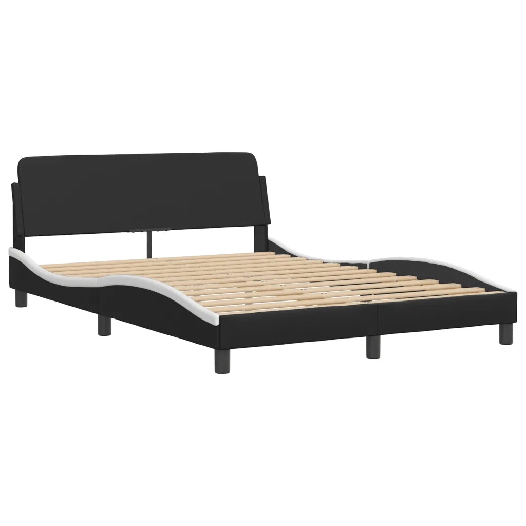 Letto con Materasso Hvar Nero e Bianco 140x190 cm in Similpelle 3208722