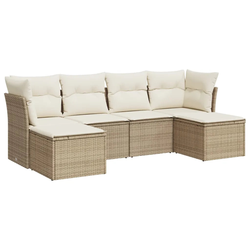 Set Divano da Giardino 6 pz con Cuscini Beige in Polyrattancod mxl 113355