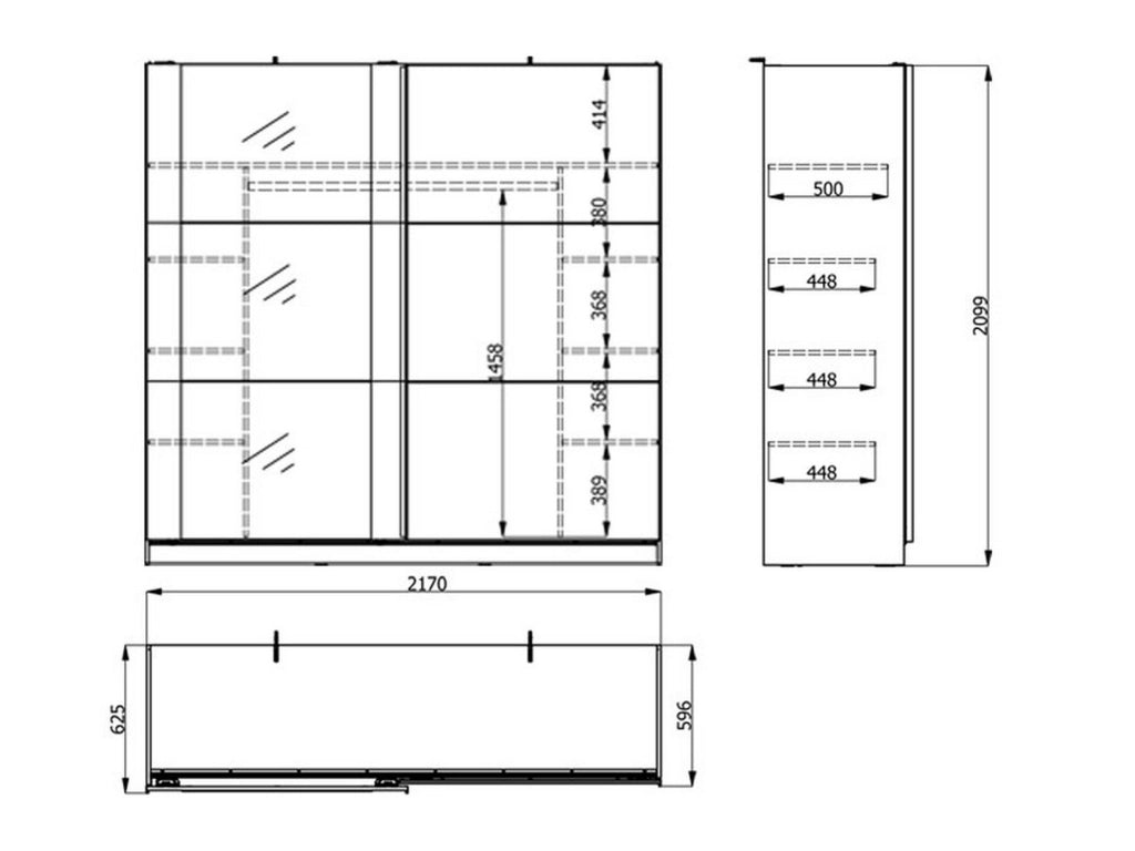 Armadio Camera da Letto Prela, Guardaroba Grande Appendiabiti, 217x210h cm Bianco
