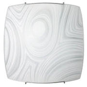 Plafoniera 1xE27 Ganci Cromo Vetro Lastra Bianco Decorato Fantasia E-Energy Martina