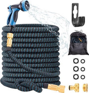 Serpentino per giardino 30 metro Set di tubi flessibili - Raccordo smontabile - Connettori in ottone - 10 modalità di connessione - Irrigazione, autolavaggio e animali domestici - Blu e nero Serpentino per giardino 30 metro