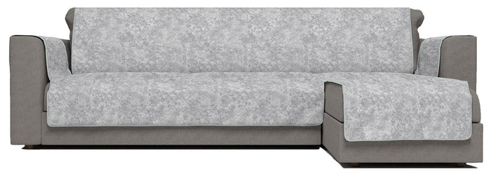 Copridivano con Penisola Destra Seduta 290 cm in Poliestere e Cotone Grigio Chiaro