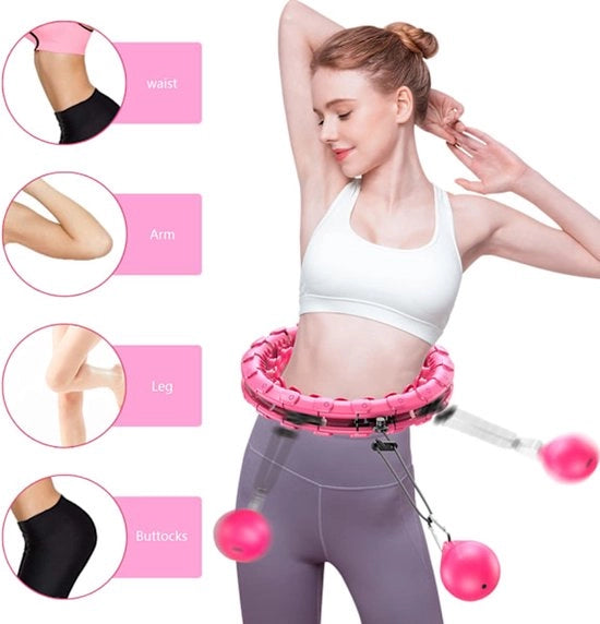 Flessibile Fitness Cerchio - Vibrazione Adattabile - Massaggio 360° - 24 Impugnature Regolabili - Lunghezza Massima 105 cm