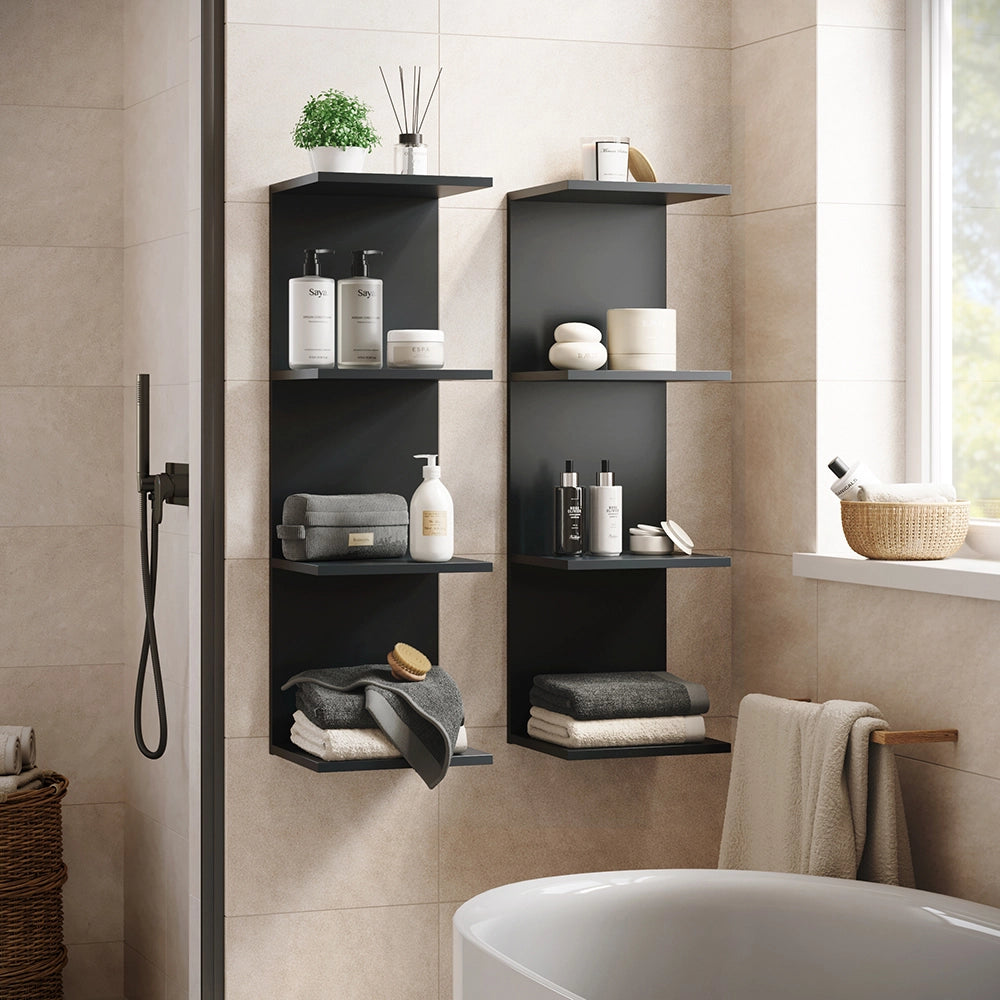 Scaffale a muro Paolo Nero 30 x 95 cm Set di 2 Vicco
