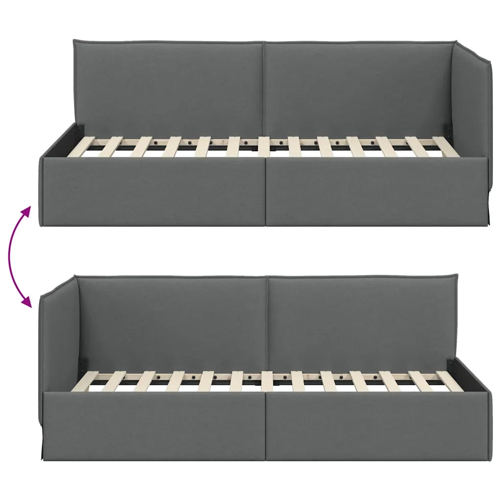 Cornice del letto ad angolo Grigio scuro 80 x 200 cm Tessuto 42016448