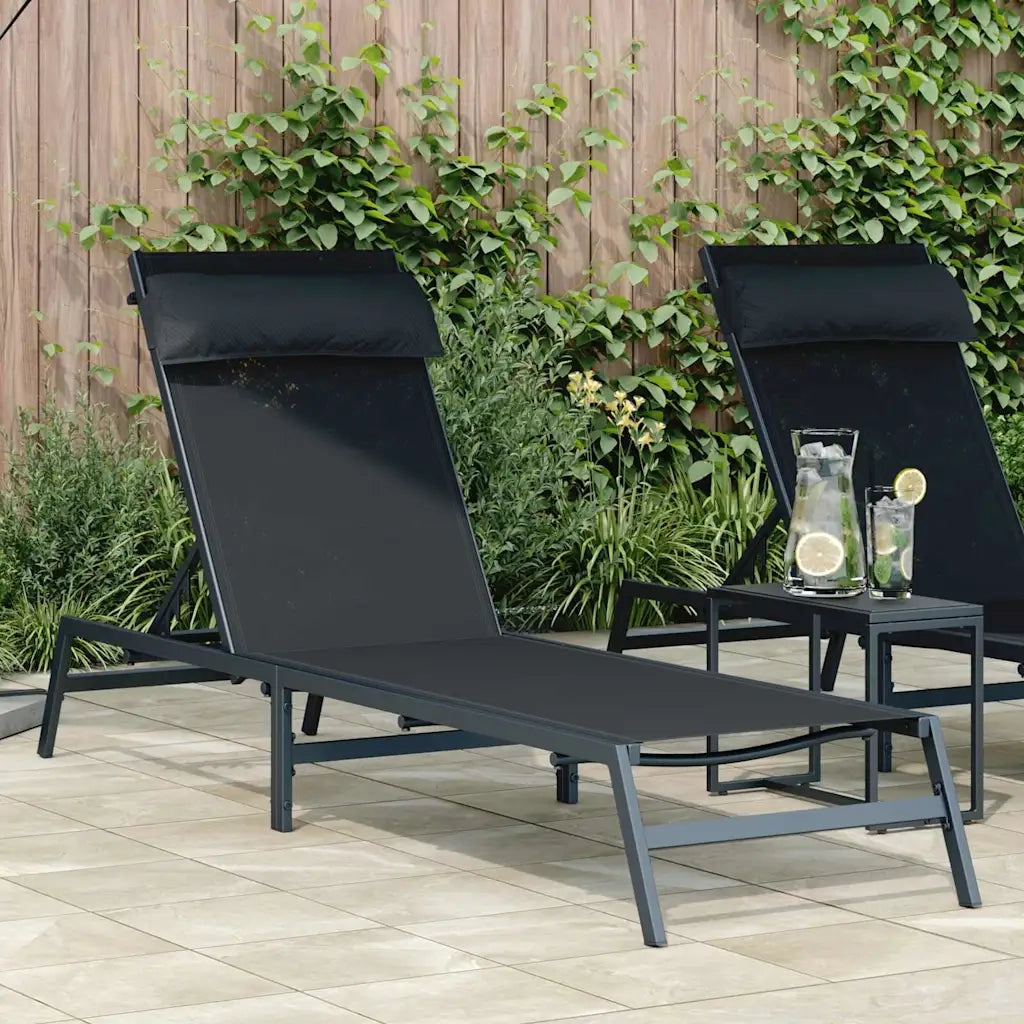 Lettino 1-persona Nero e antracite 197 x 54 x 86 cm Acciaio 42010348