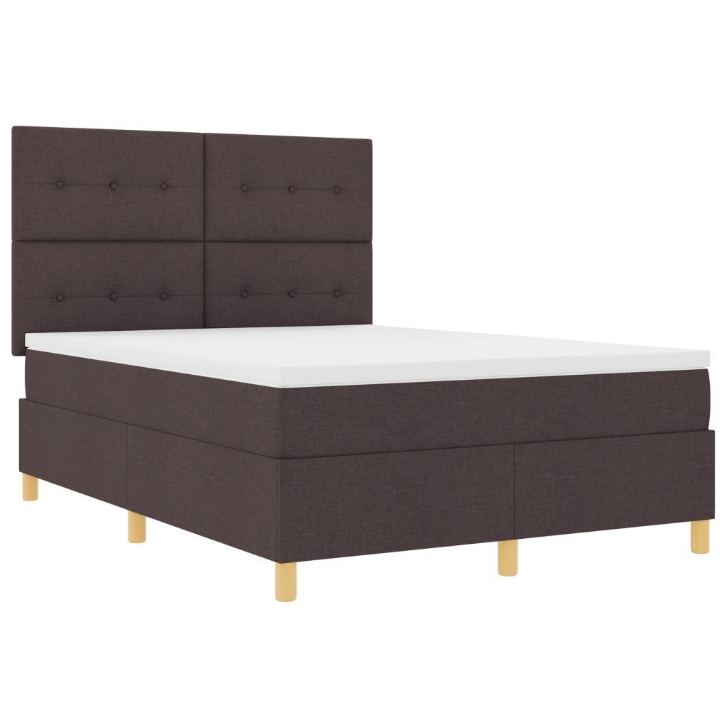 Letto con Box Spring e Materasso Marrone Scuro 160x200 cm in Tessuto