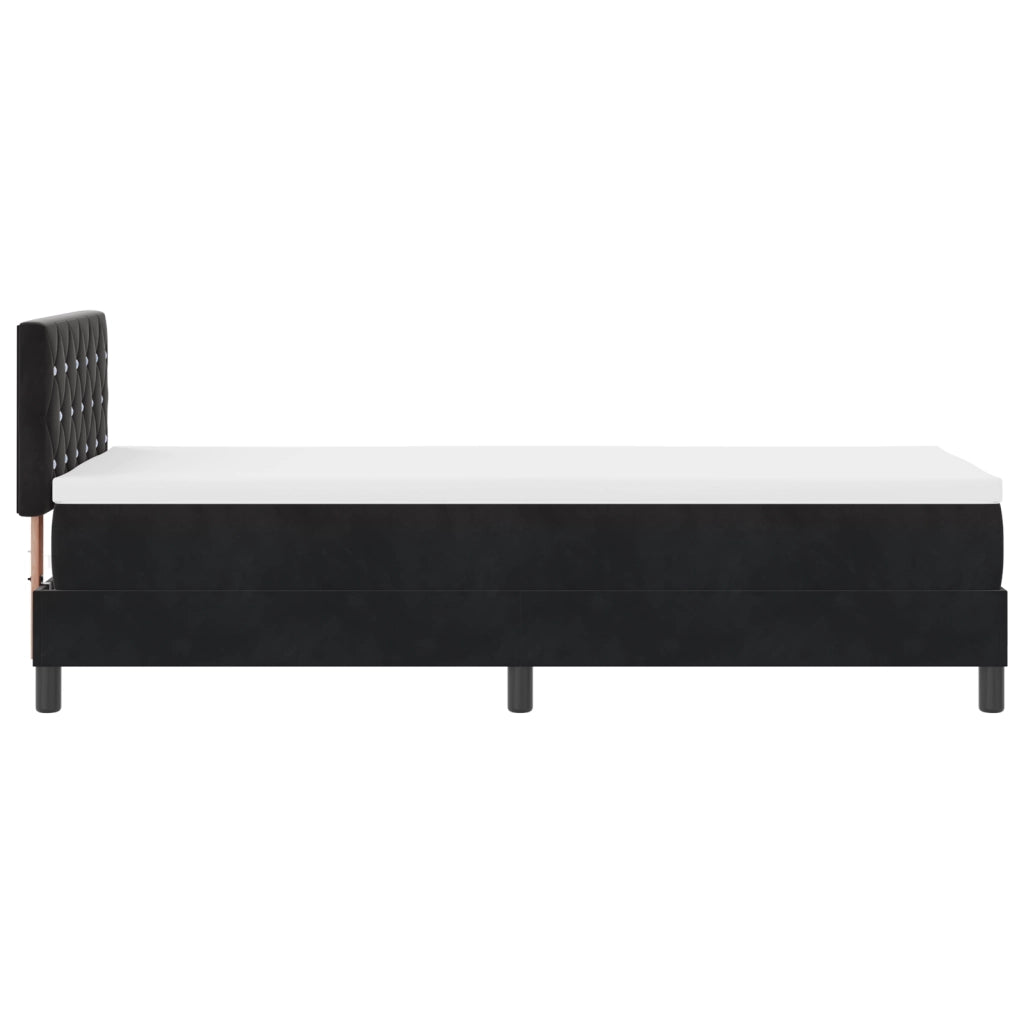 Letto con Box Spring e Materasso & LED Nero 80x200 cm Velluto