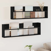 Scaffale per riviste 2 pcs Rovere Nero 100 x 12 x 30 cm