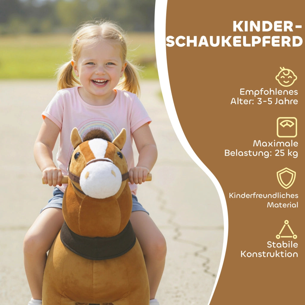 Cavallo a dondolo per bambini ¨C zephmum ¨C Tessuto marrone scuro