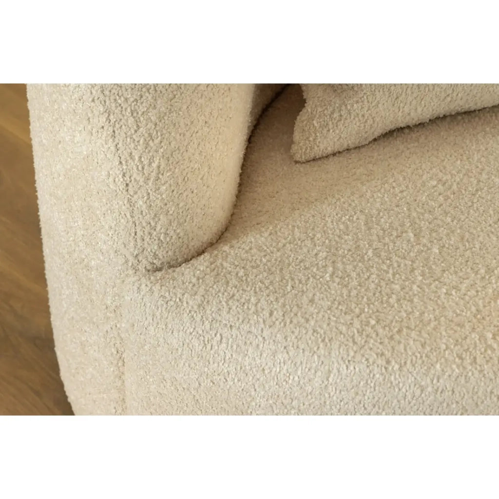 Divano dritto SOREN beige – Divano design in tessuto bouclé con forma arrotondata
