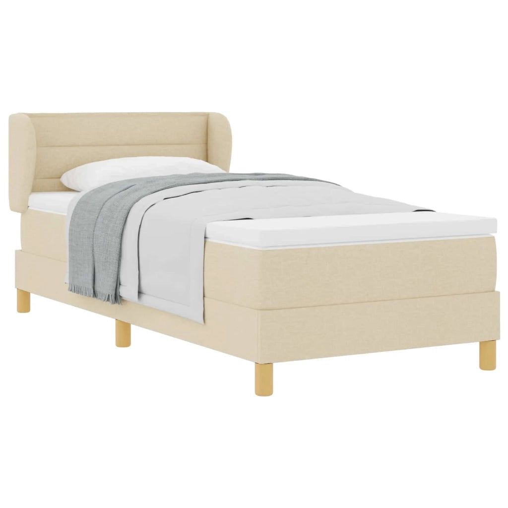 Letto a molle con materasso Crema 90 x 190 cm Tessuto 3340127