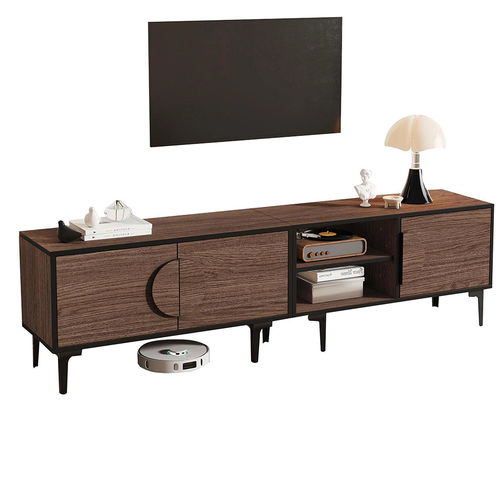 Mobile TV Basso 180x35x49cm - Xylo - 2 Ante, Colore Noce Scuro, fino a 80"