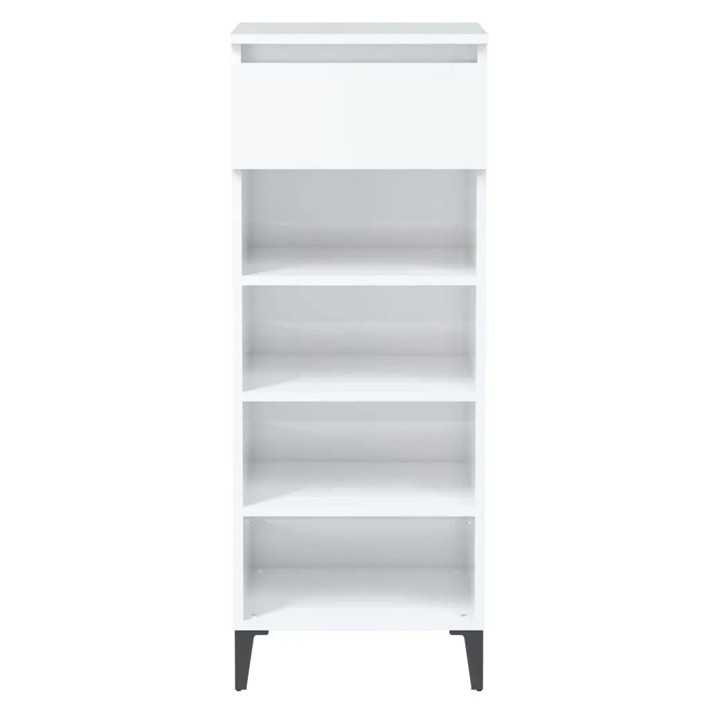 Scarpiera Bianco Lucido 40x36x105 cm in Legno Multistrato 819782
