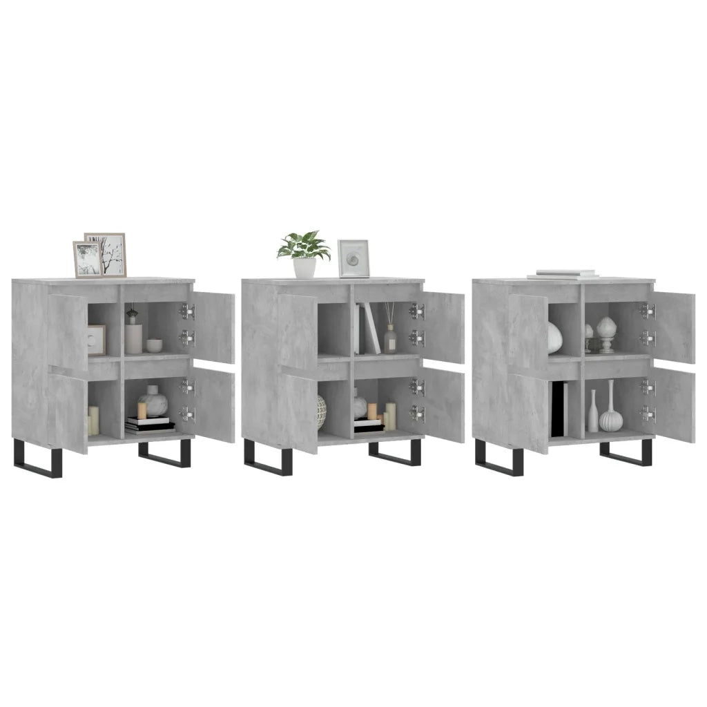 Credenze 3 pz | Madia | Buffet da pranzo | Armadio da pranzo Grigio Cemento in Legno Multistrato