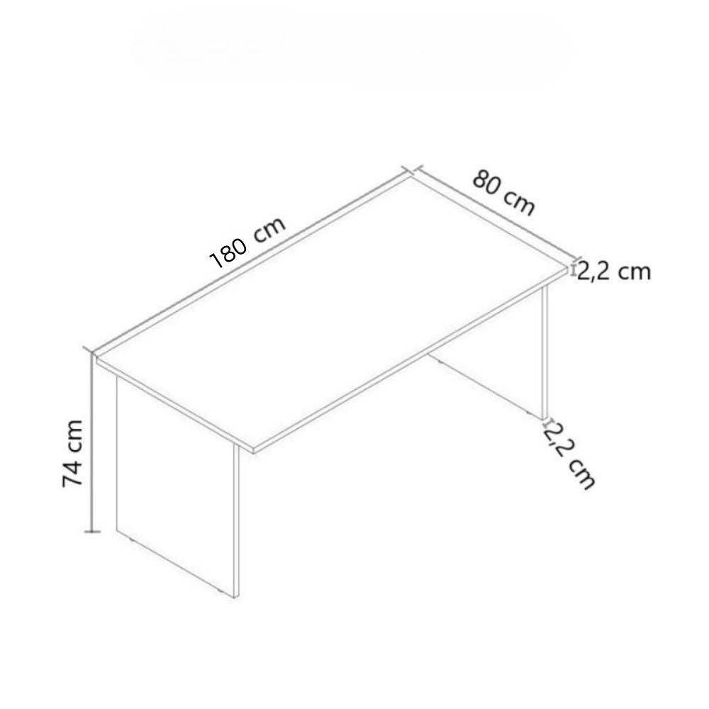 Scrivania per ufficio 180x80x74H noce naturale e bianco frassinato Ibisco – Made in Italy