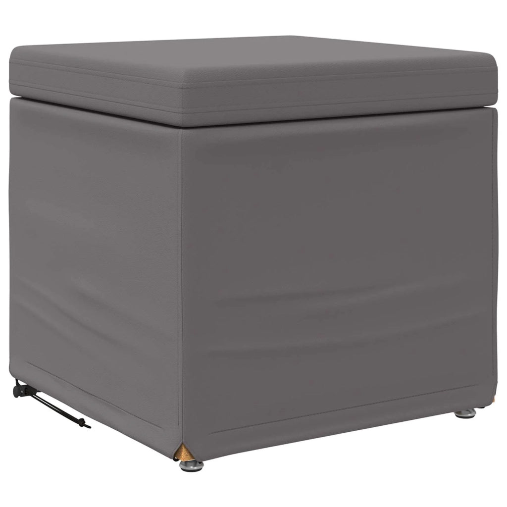 Pouf Grigio Pelle Sintetica e Legno Ingegnerizzato