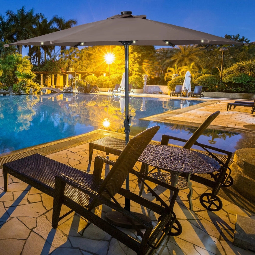 Ombrellone con luci LED da giardino in ferro ?300cm Parasole da esterno spaggia Marrone