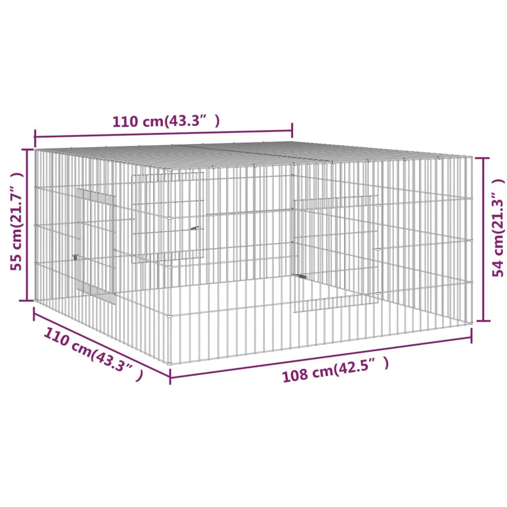 Gabbia per conigli 110 x 110 x 55 cm Ferro zincato Argento 02_0041684