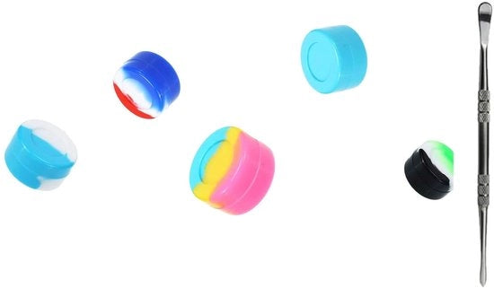 Contenitore in silicone, 5 ml, 1,8 cm x 3,2 cm, con attrezzo metallico, 5 pezzi
