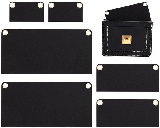 Set di conversione portafoglio 6 in 1, organizzatore di portafoglio a 3 misure, fodero, contenitore in contenitore, tasca interna, spazio di stoccaggio con occhiello, kit di conversione accessori per donna, nero