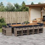 Set da pranzo da giardino da 15 pz con Cuscini in Polyrattan Grigio 3278008