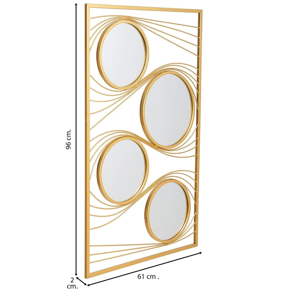 Specchio da parete rettangolare in metallo dorato 61x96x2