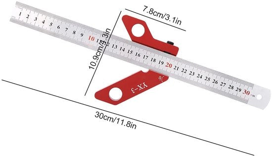 Strumento di scribing per houtbewerkingsgereedschap - alta precisione - linea di scribing centrale - robusti magneti - lega di alluminio per la struttura - scala di misura in acciaio inossidabile