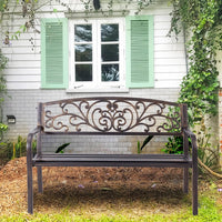Panchina da Esterno, Panchina in Metallo Verniciato con Schienale Bello, Sedile Ampio e Braccioli Ergonomici, Panca da Giardino, Balcone e Cortile, 126 x 60 x 85 cm (Bronzo)