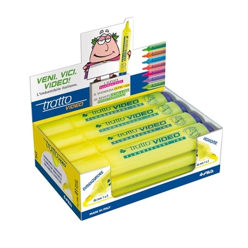 EVIDENZIATORE 'TRATTO VIDEO' giallo - 12 pezzi  - BricoGo