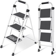 Scaffale a Tre Gradini con Maniglia - Portatile, Reclinabile e Antiscivolo per Uso Casa e Ufficio
