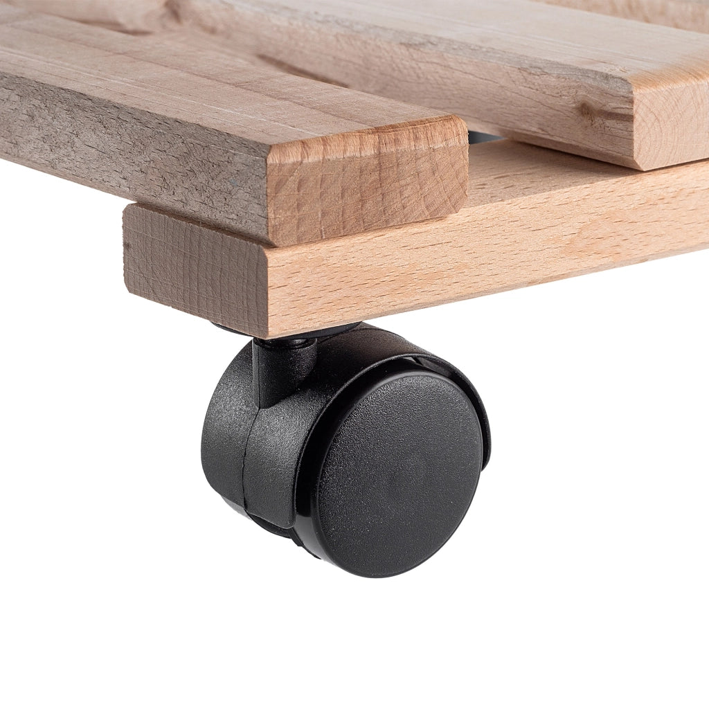 Supporto per vaso da fiori KADAX, fioriera in legno su ruote, piattaforma quadrata 30 cm
