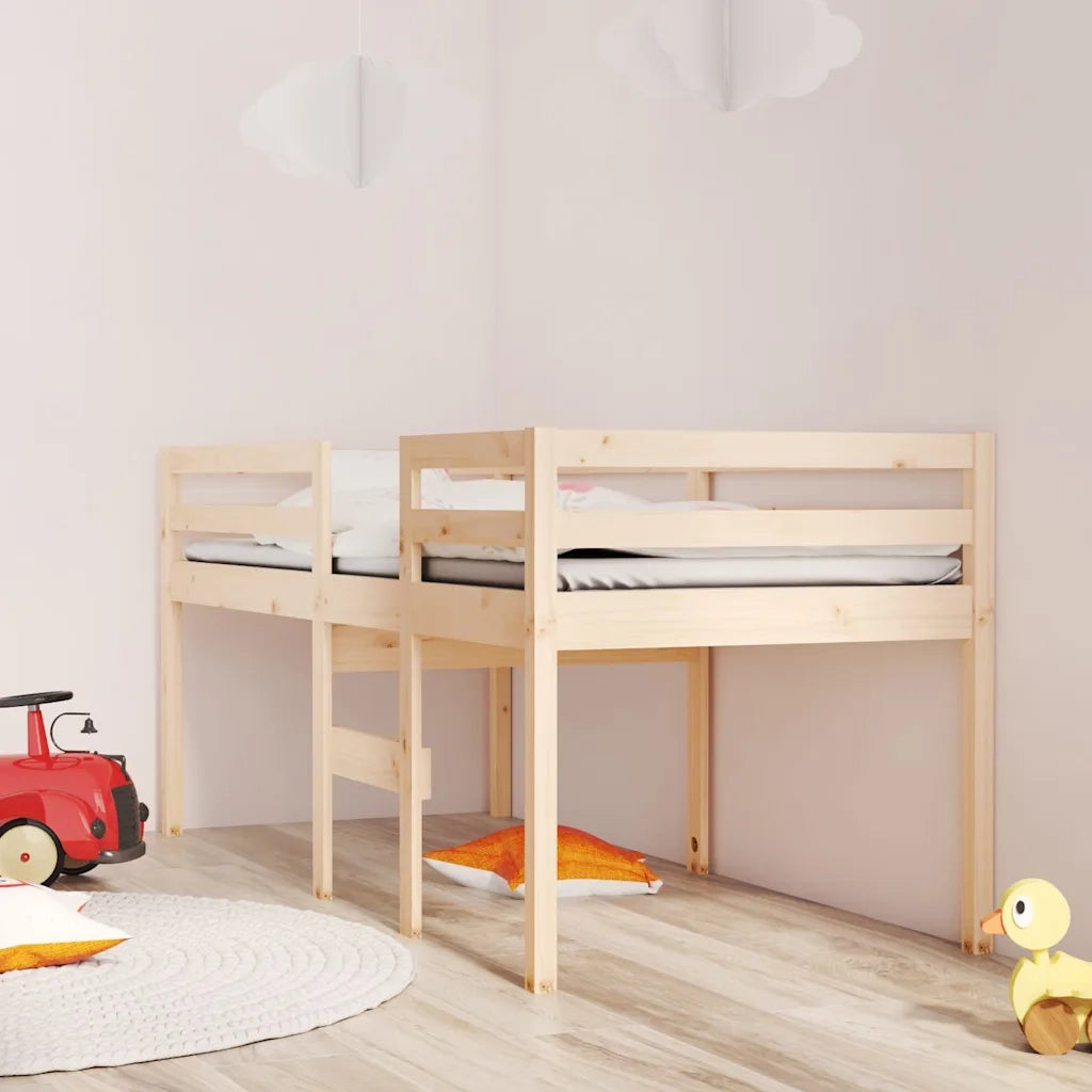 Letto a Soppalco 90x200 cm in Legno Massello di Pino 821604