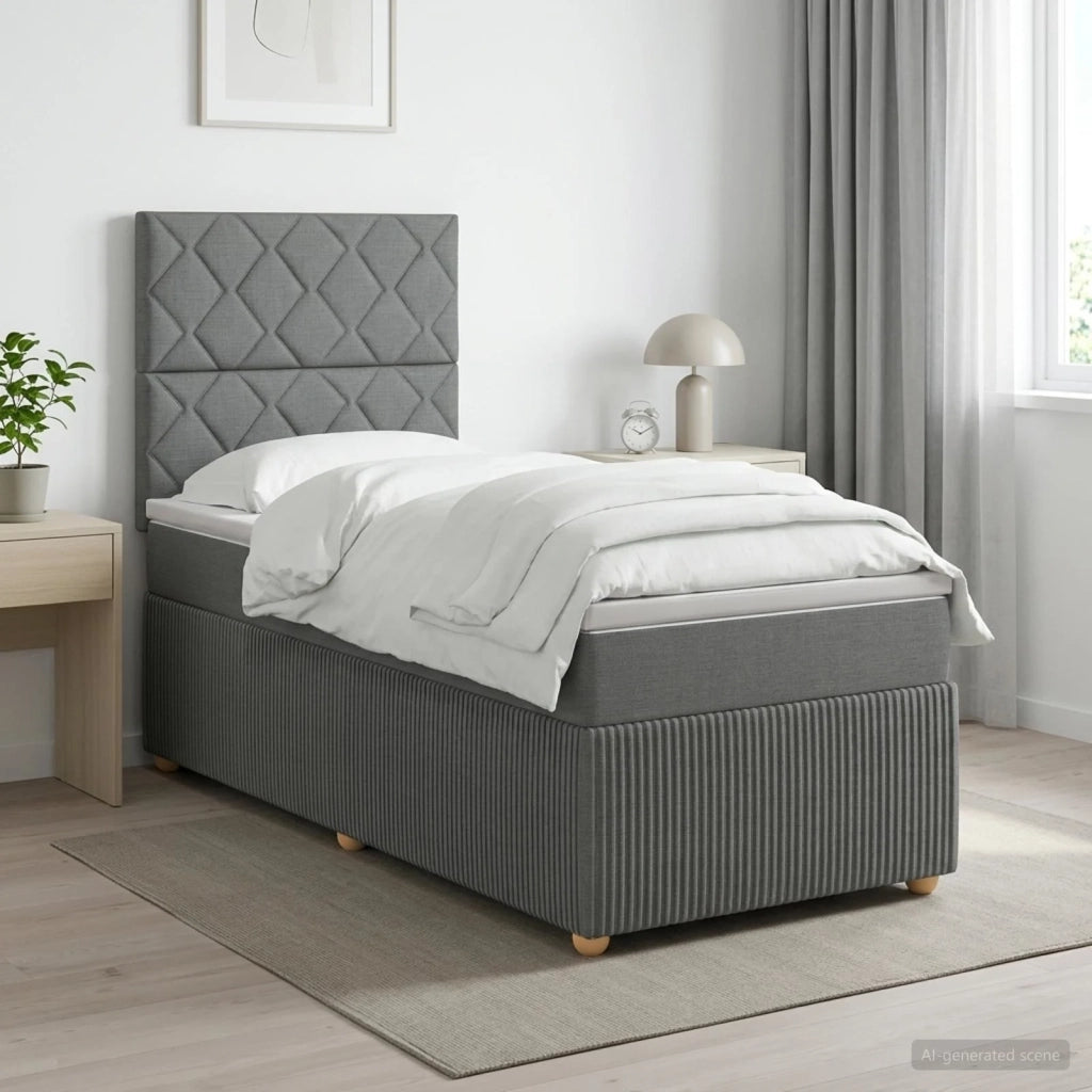 Letto box spring con materasso Grigio Scuro 90 x 200 cm Tessuto 3454313
