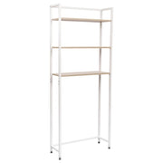 Mobile lavatrice Janet con 3 ripiani metallo bianco/legno naturale 68x24x165 cm