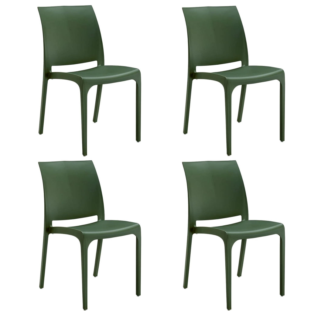 Marvin Sedia in Polipropilene Volga da Interno Esterno Giardino Impilabile Design Sedie Moderne per Patio  Verde/4 Sedie