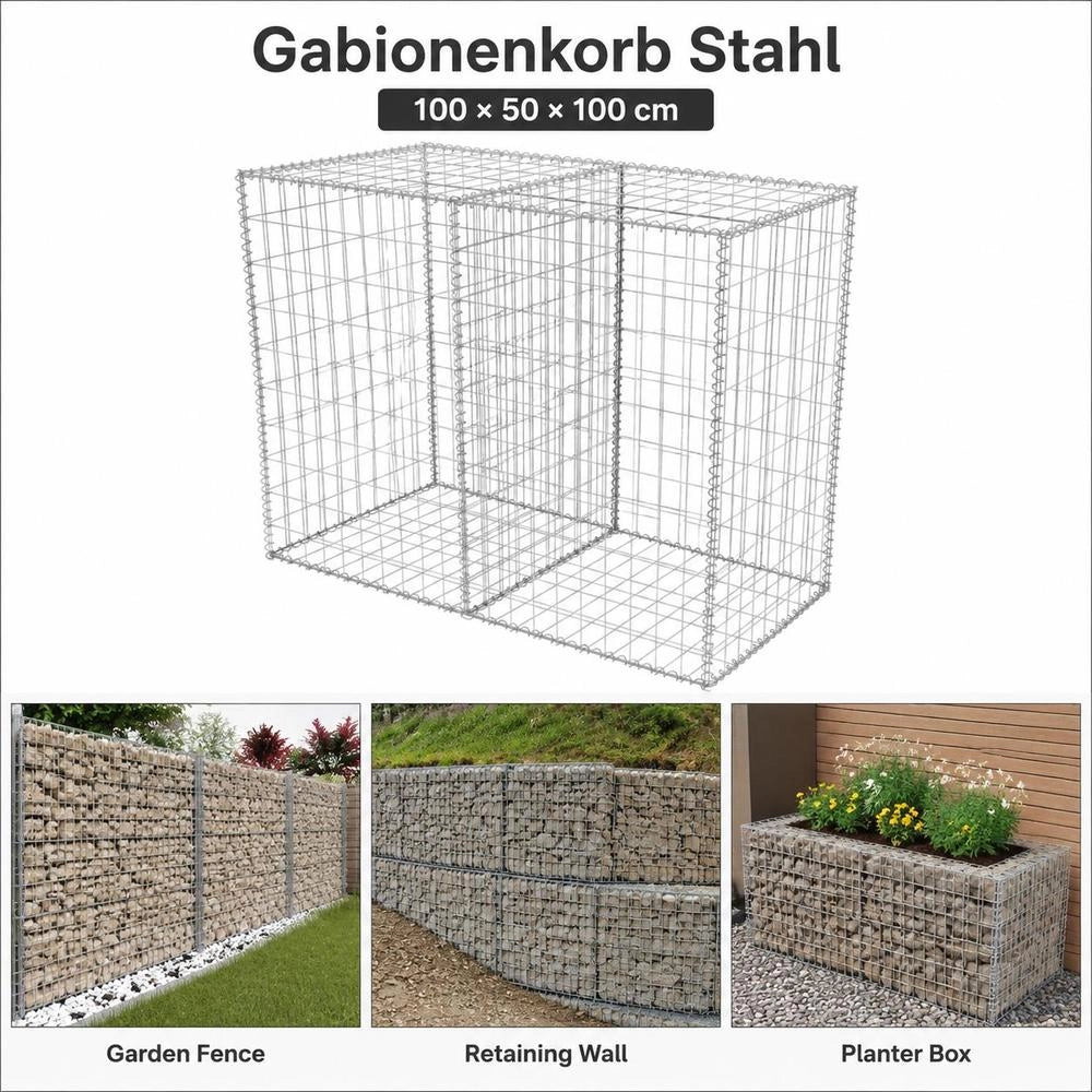 Gabion Basket Steel 100x50x100 Cm