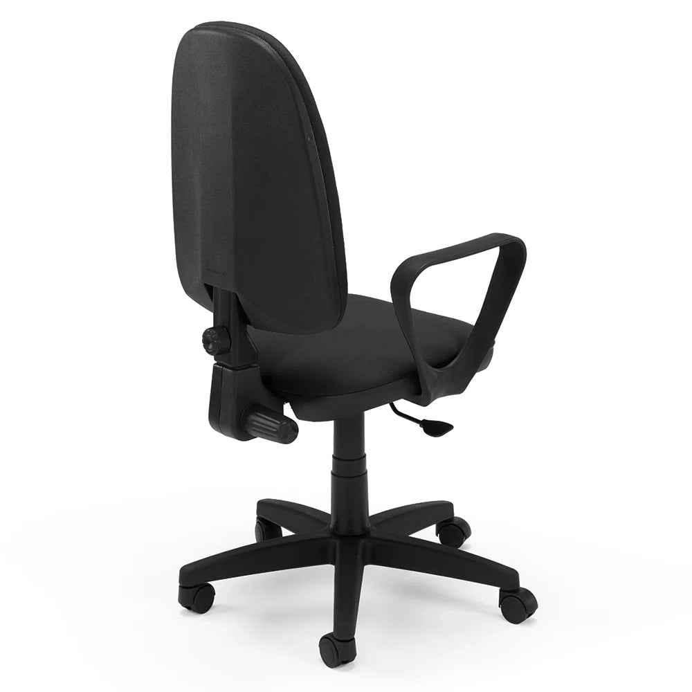 Sedia Girevole da Ufficio MADE IN ITALY America con schienale alto e seduta imbottita, sistema di elevazione regolabile a gas, colore Nero