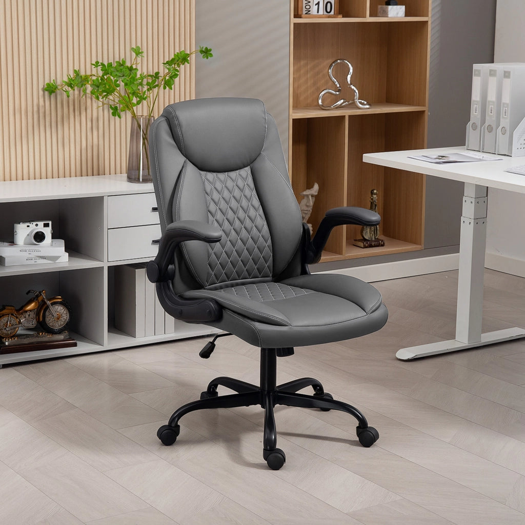 Sedia da ufficio ergonomica ¨C zephmum ¨C grigio, regolabile, braccioli