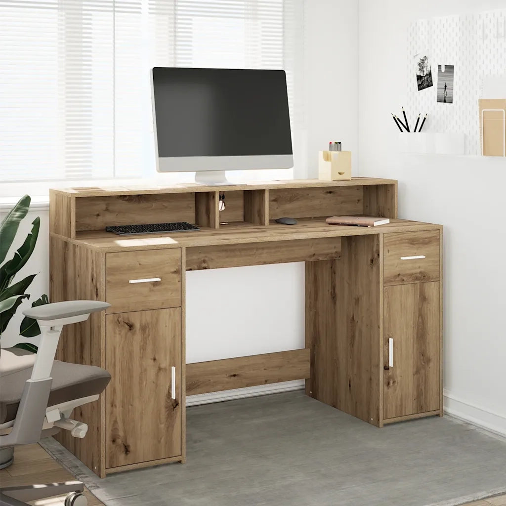 Scrivania con Luci LED Rovere 140x55x91 cm in Legno Multistrato 3309428